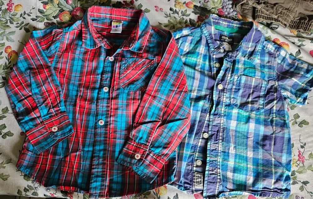Boys Plaid Button-Up Shirt Lot Size 3T